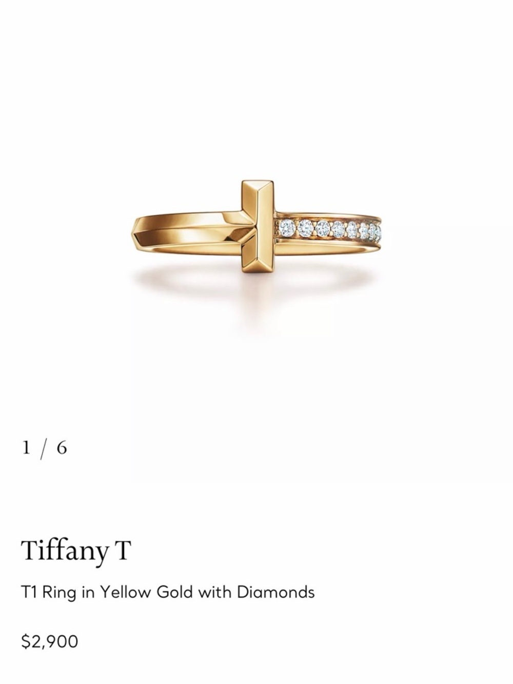 Tiffany & Co. Yellow Gold T1 Ring with Diamonds
